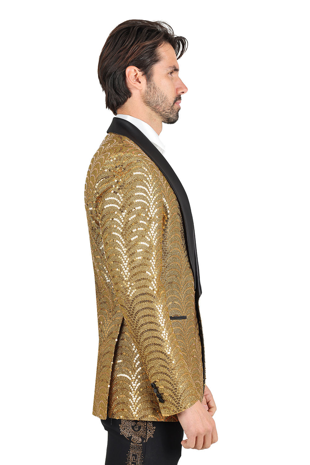 Golden Elegance Sequin Blazer