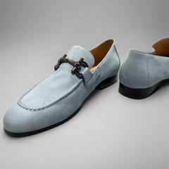 Vercini Men’s Suede Loafers – Light Blue Luxe