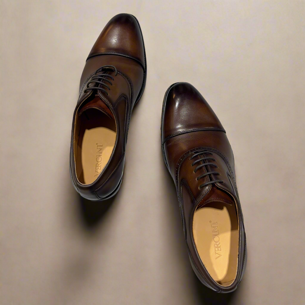 Classic Solid Vercini Leather Oxford Shoes