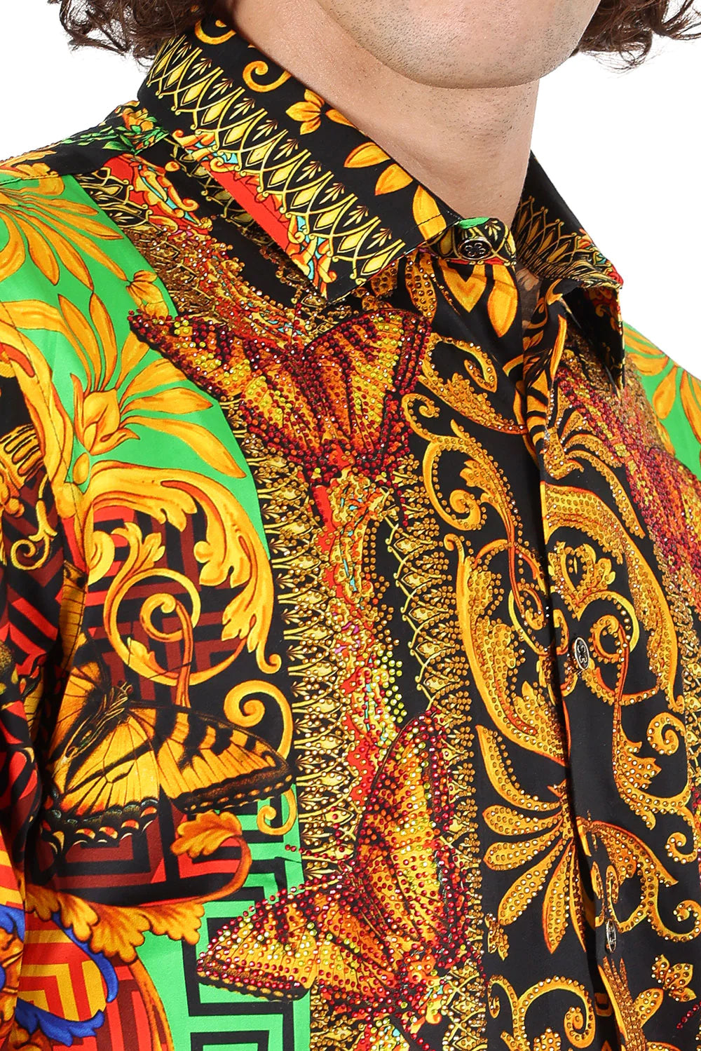 Barabas Men's Rhinestone Baroque Shirt Collection