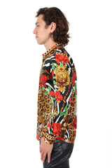 Rhinestone Baroque Leopard & Floral Shirt