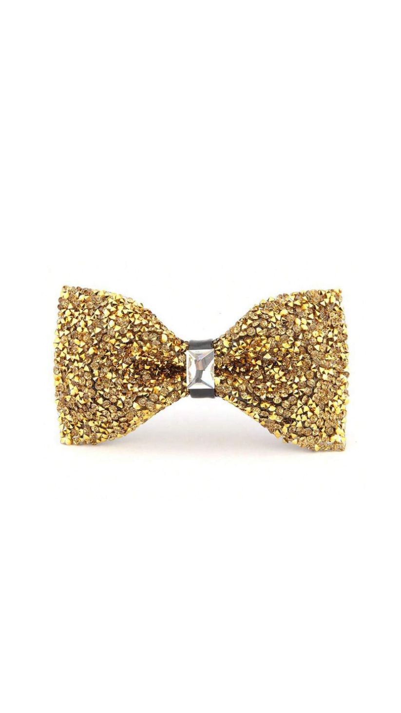 Glitter Crystal Rhinestone Tuxedo Bow tie Wedding Prom Party