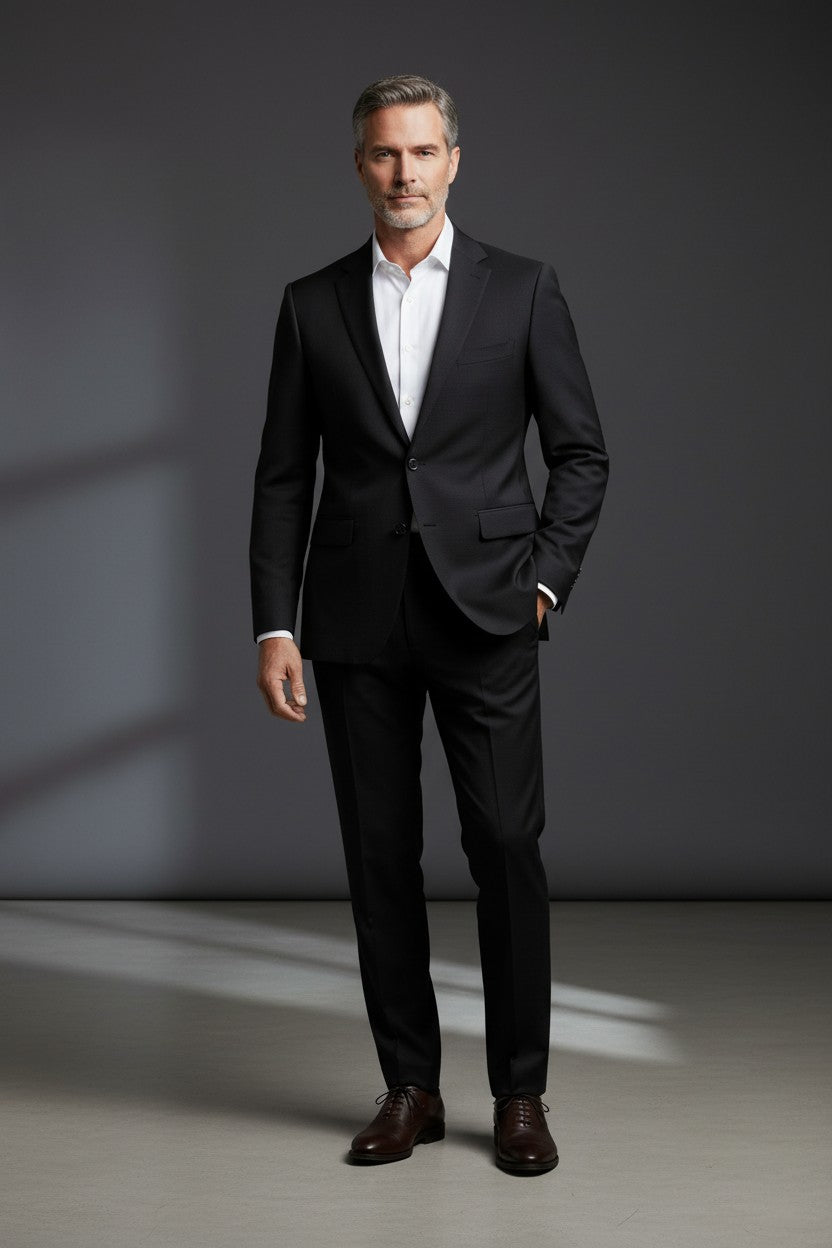 Di Claro Classic Elegance Two-Piece Suit in Charcoal Gray