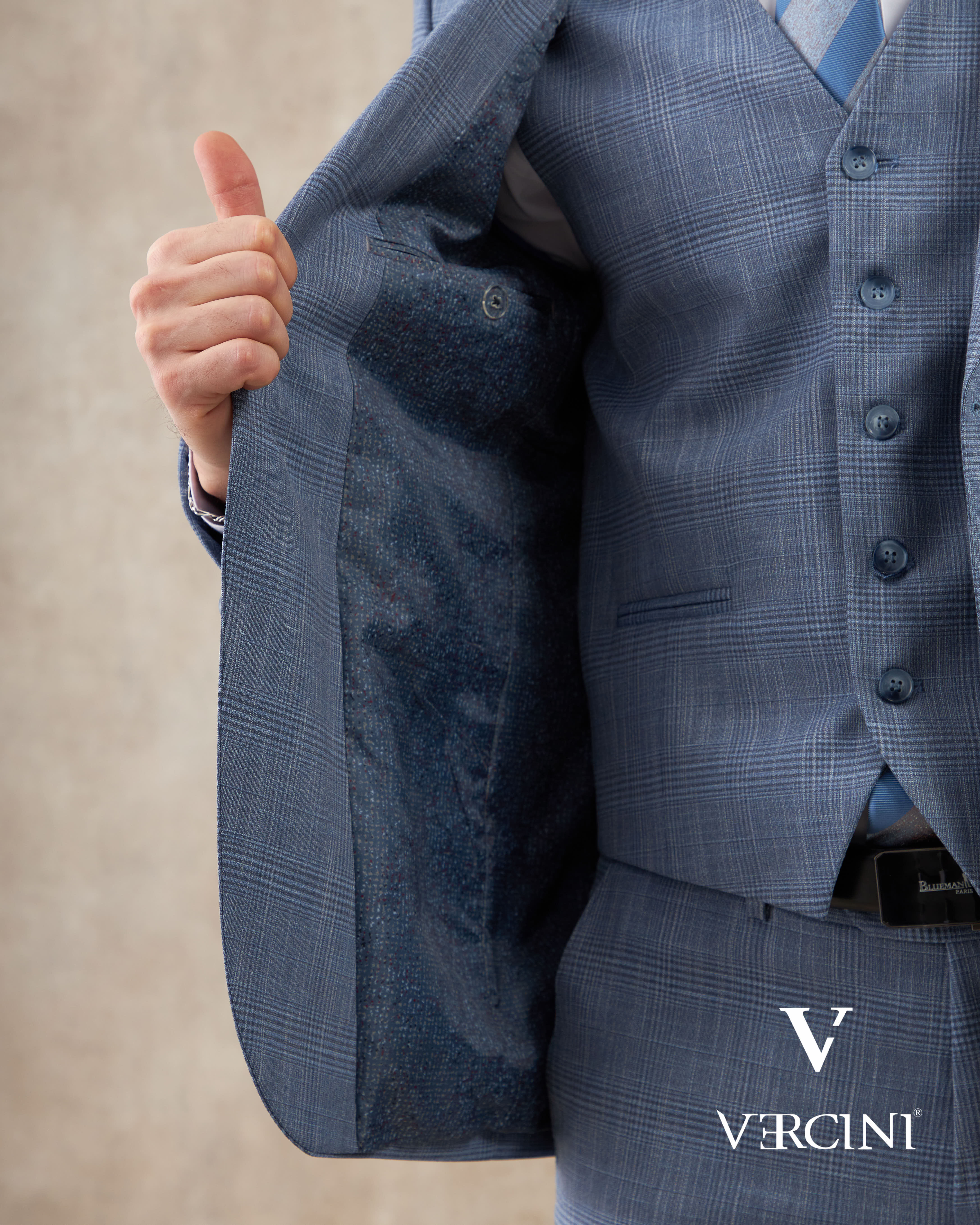 Vercini Urban Sophisticate Light Blue Three-Piece Suit