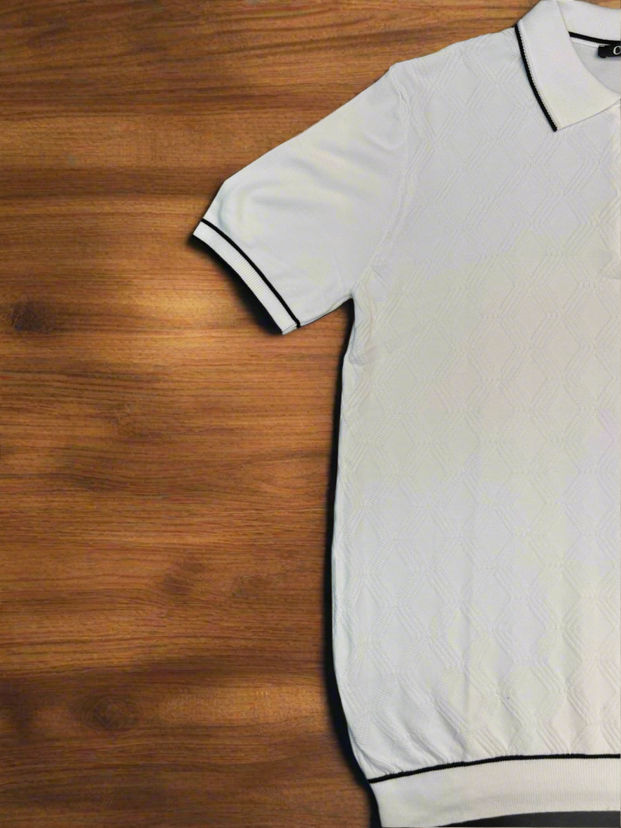 Vercini by CE&CE Diamond Polo – Modern Edge in Coral, Black & White