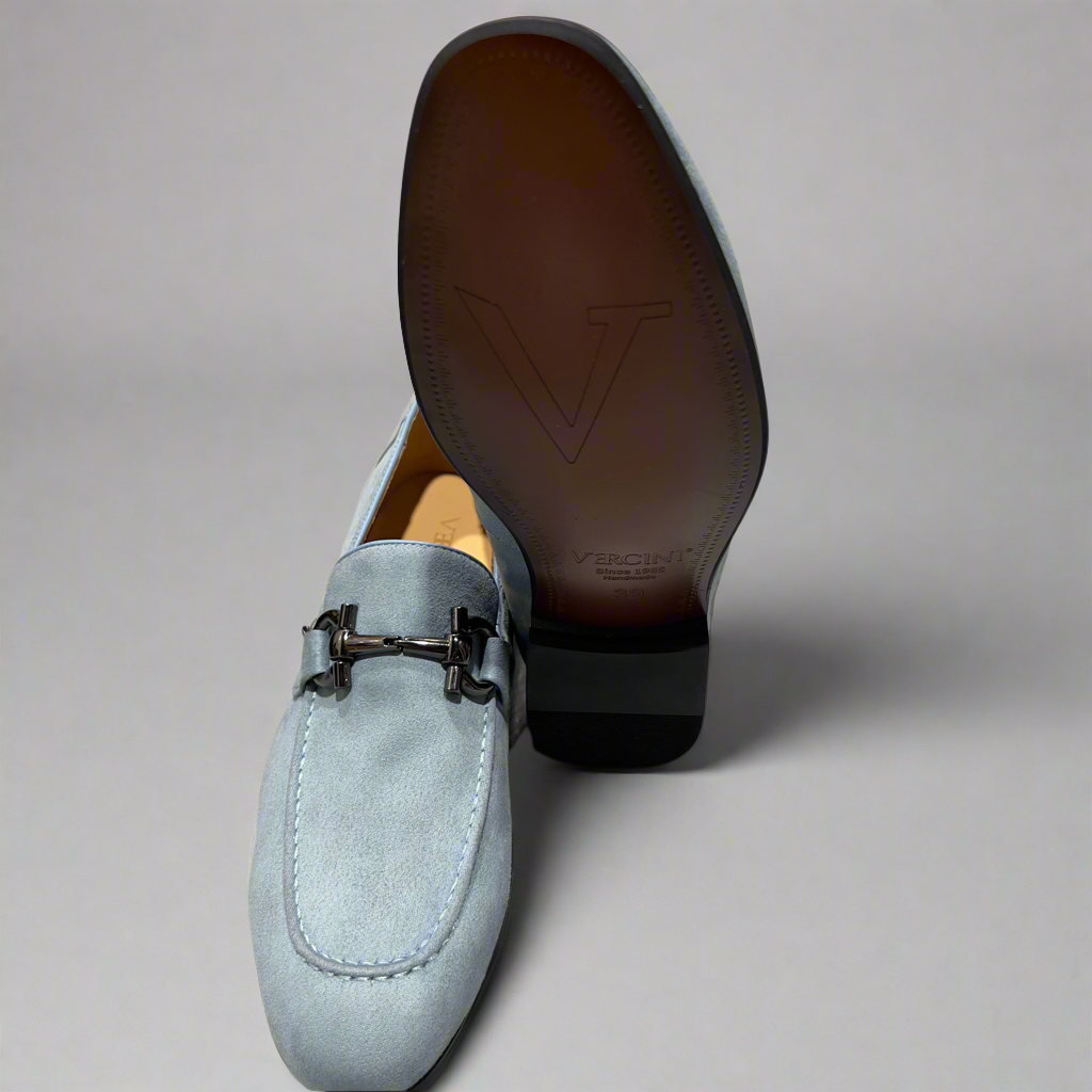 Vercini Men’s Suede Loafers – Light Blue Luxe
