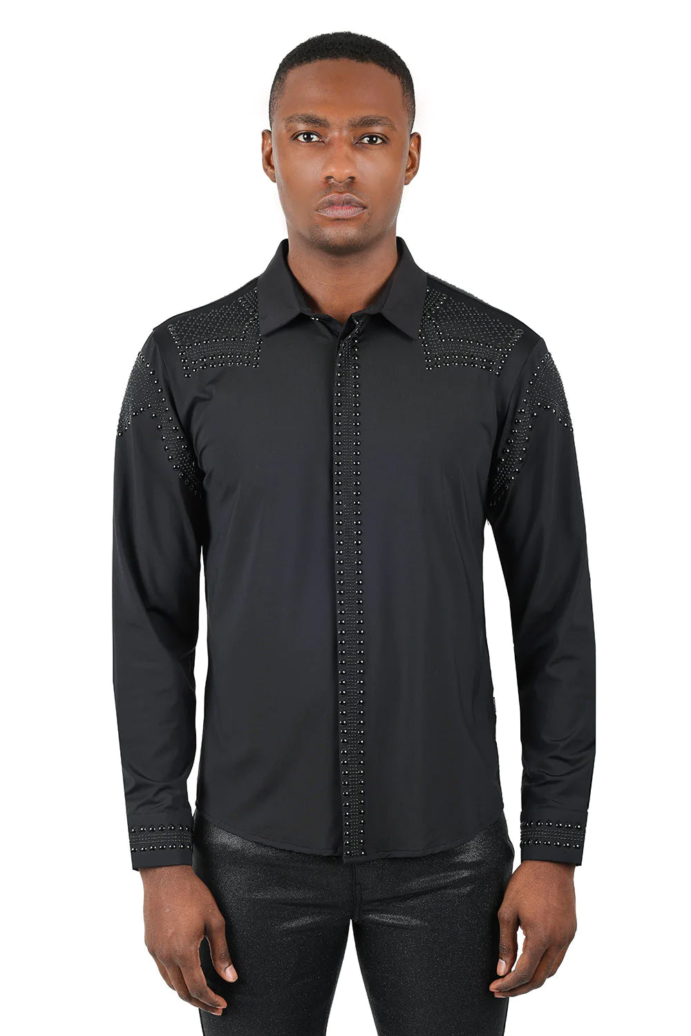 Bad Boy Barabas Long Sleeve Rivet Studded Shirt SHIRTS Barabas Collection Vercini