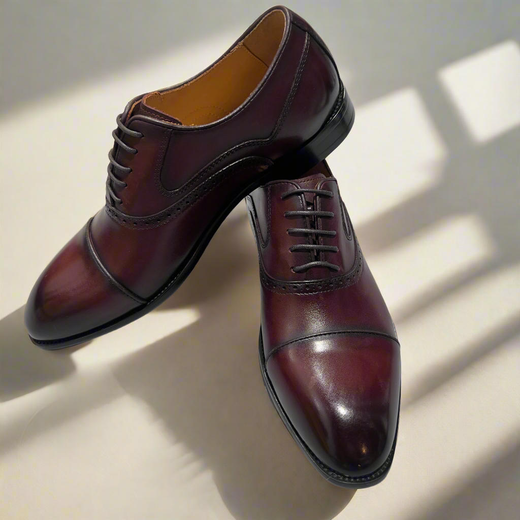 Classic Solid Vercini Leather Oxford Shoes