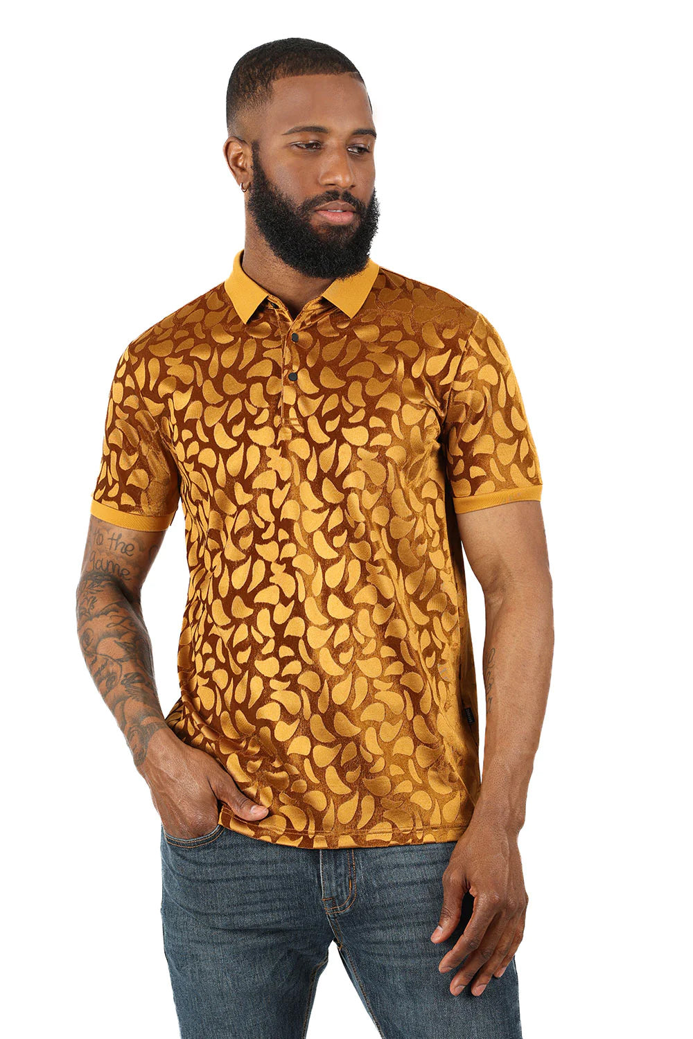 Men's Floral Twist Short Sleeve Polo Shirt