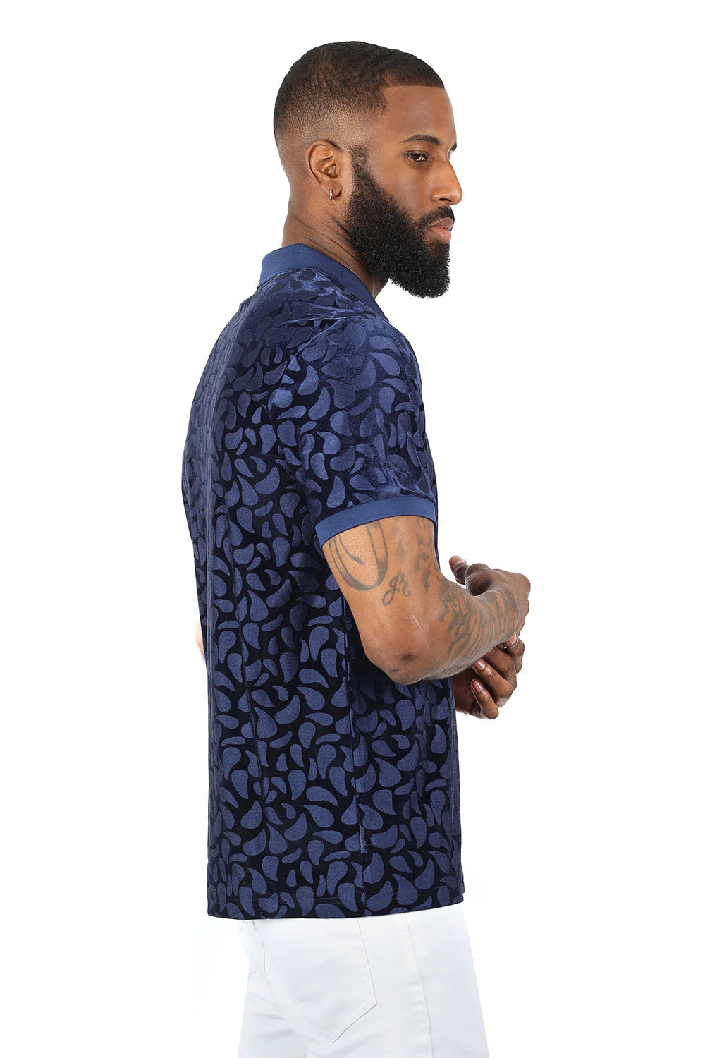 Barabas Men's Floral Twist Short Sleeve Polo Shirt