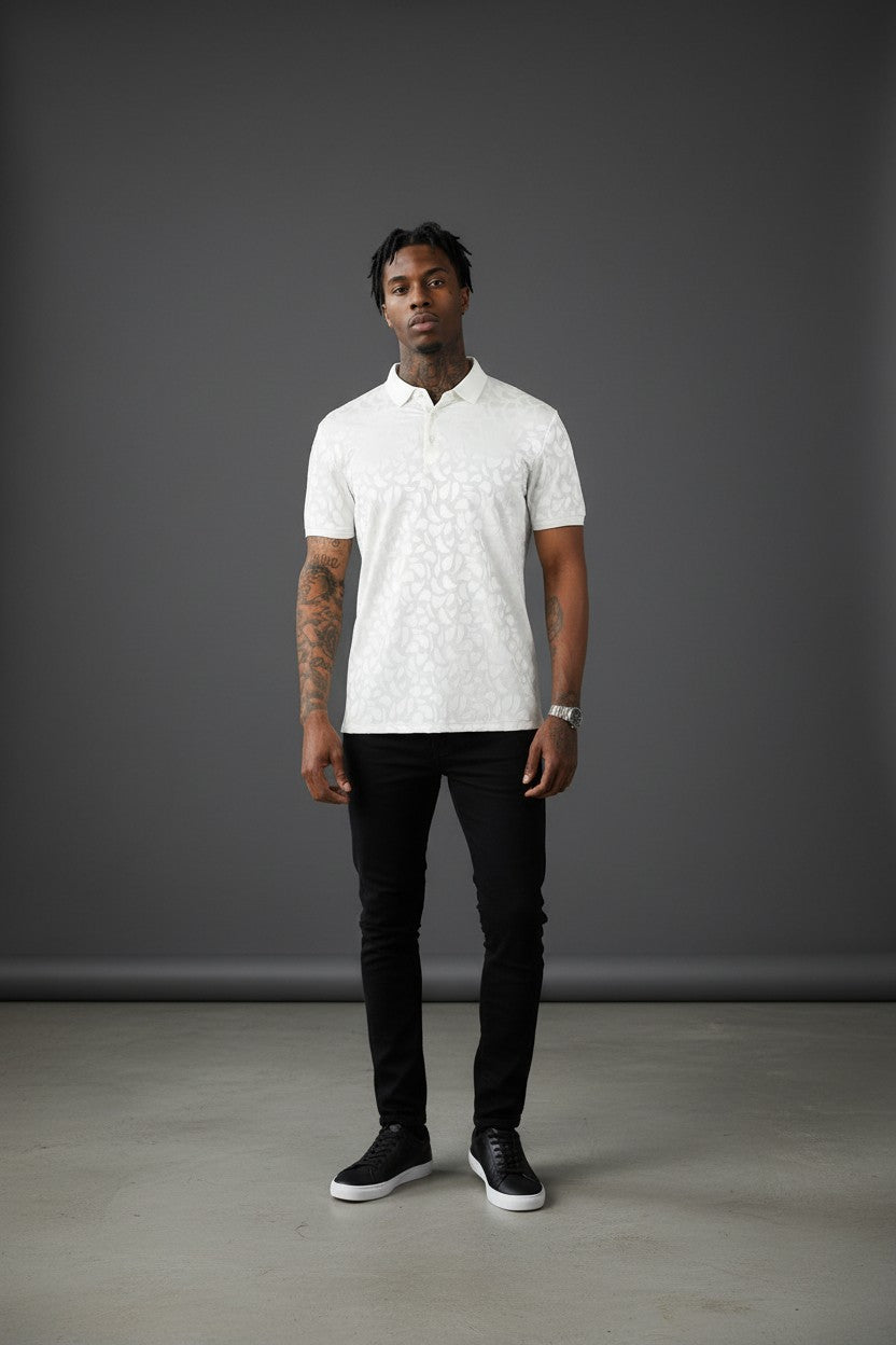 Men's Floral Twist Short Sleeve Polo Shirt