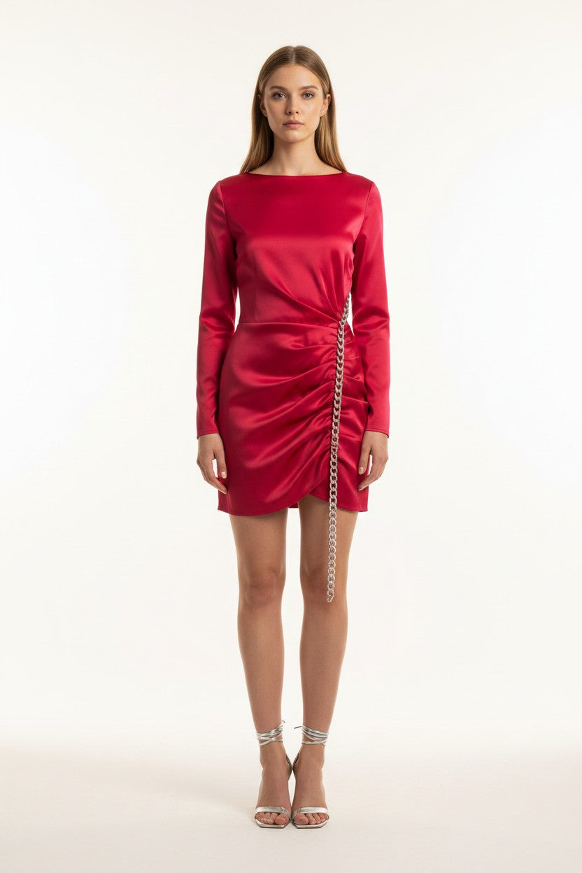 Satin Skirt With Chains On The Side