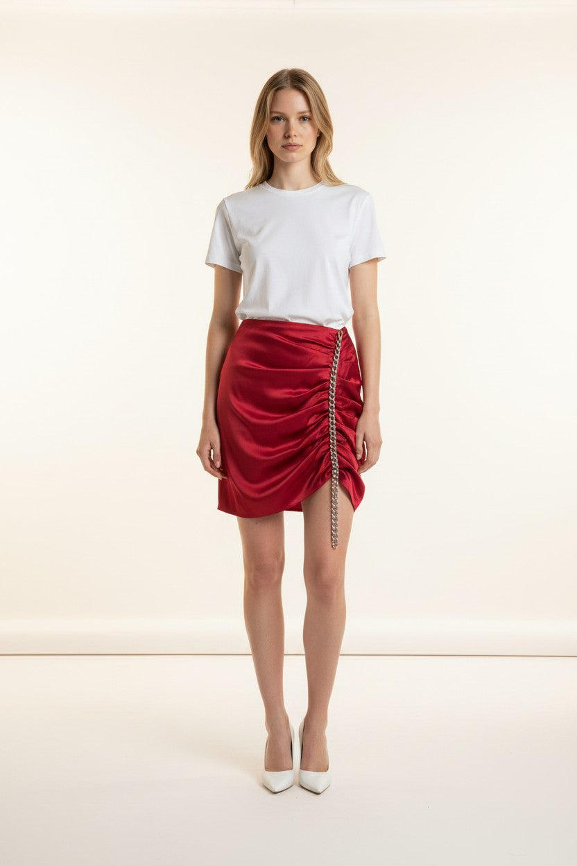 Satin Skirt With Chains On The Side