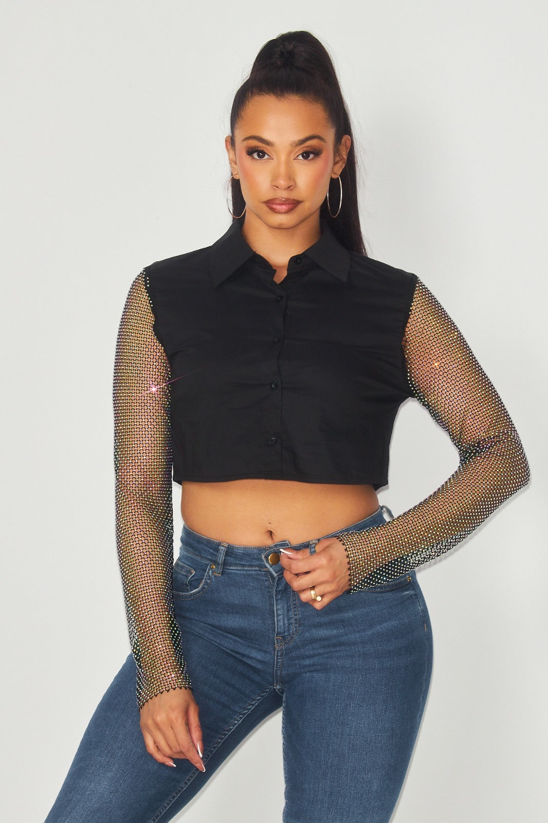 CROPPED SILHOUETTE LONG SLEEVES TOP