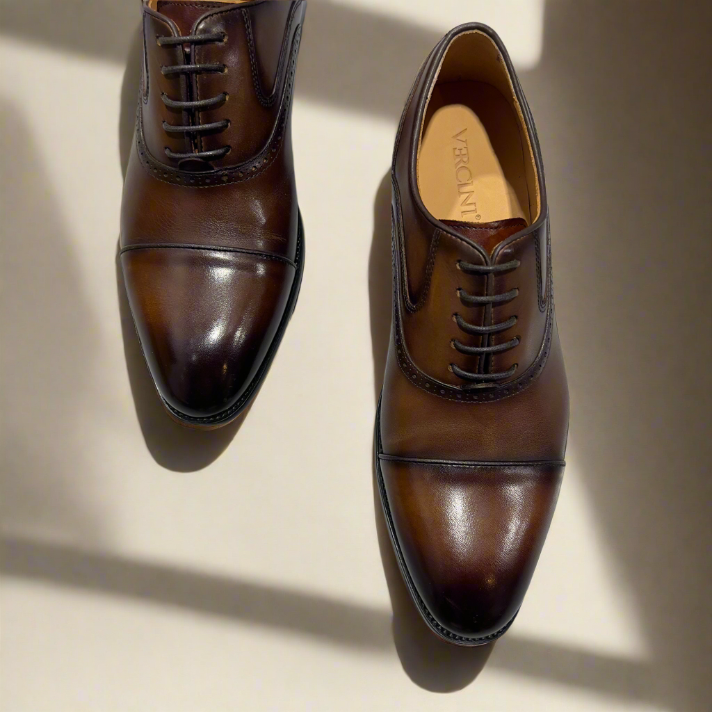 Classic Solid Vercini Leather Oxford Shoes