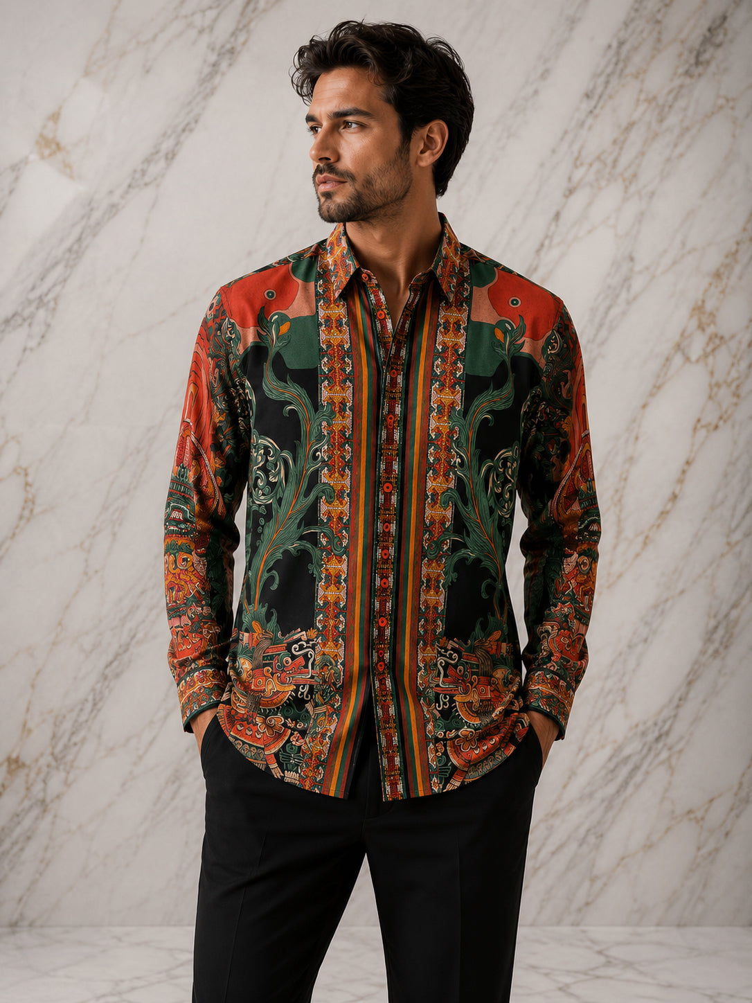 Dragon Baroque Tapestry Silk-Touch Shirt