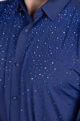 MEN'S RINSTHONES BUTTON  DOWN SHORT SLEEVES SHIRT