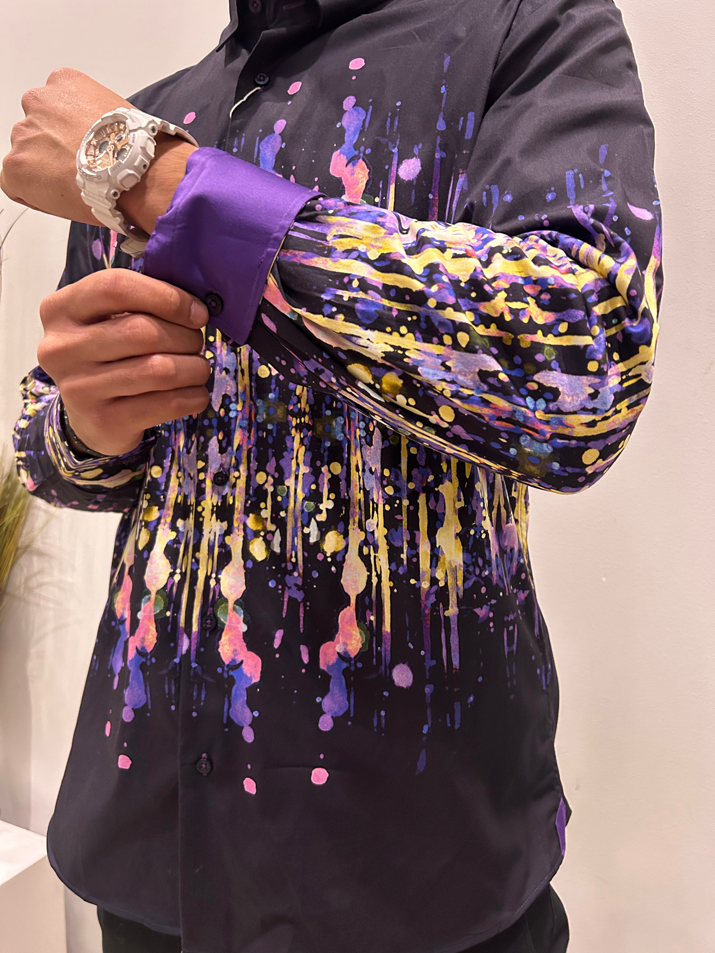 Cosmic Cascade Button-Down CASUAL Shirt