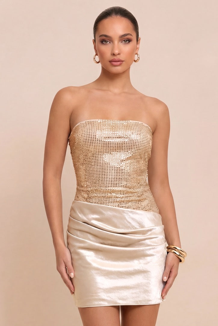 Rhinestone Strapless Mini Dress