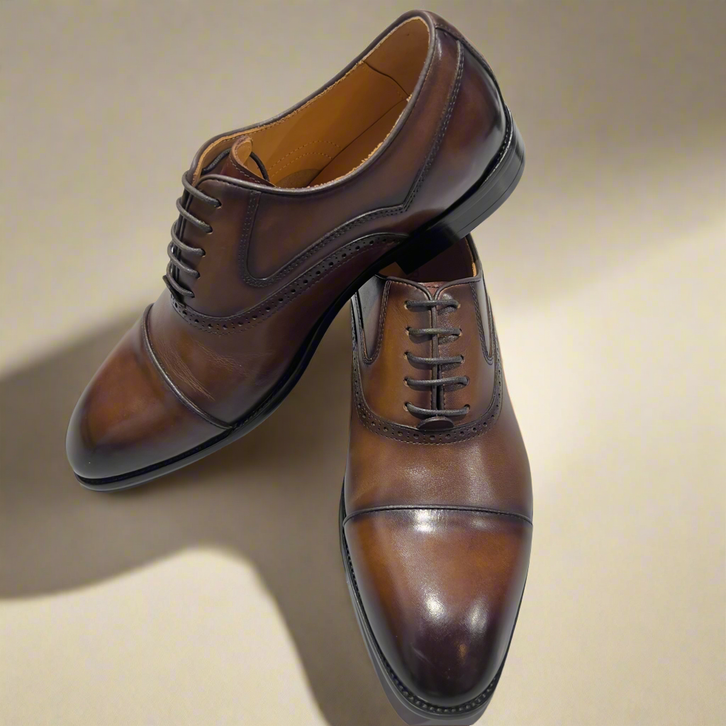 Classic Solid Vercini Leather Oxford Shoes