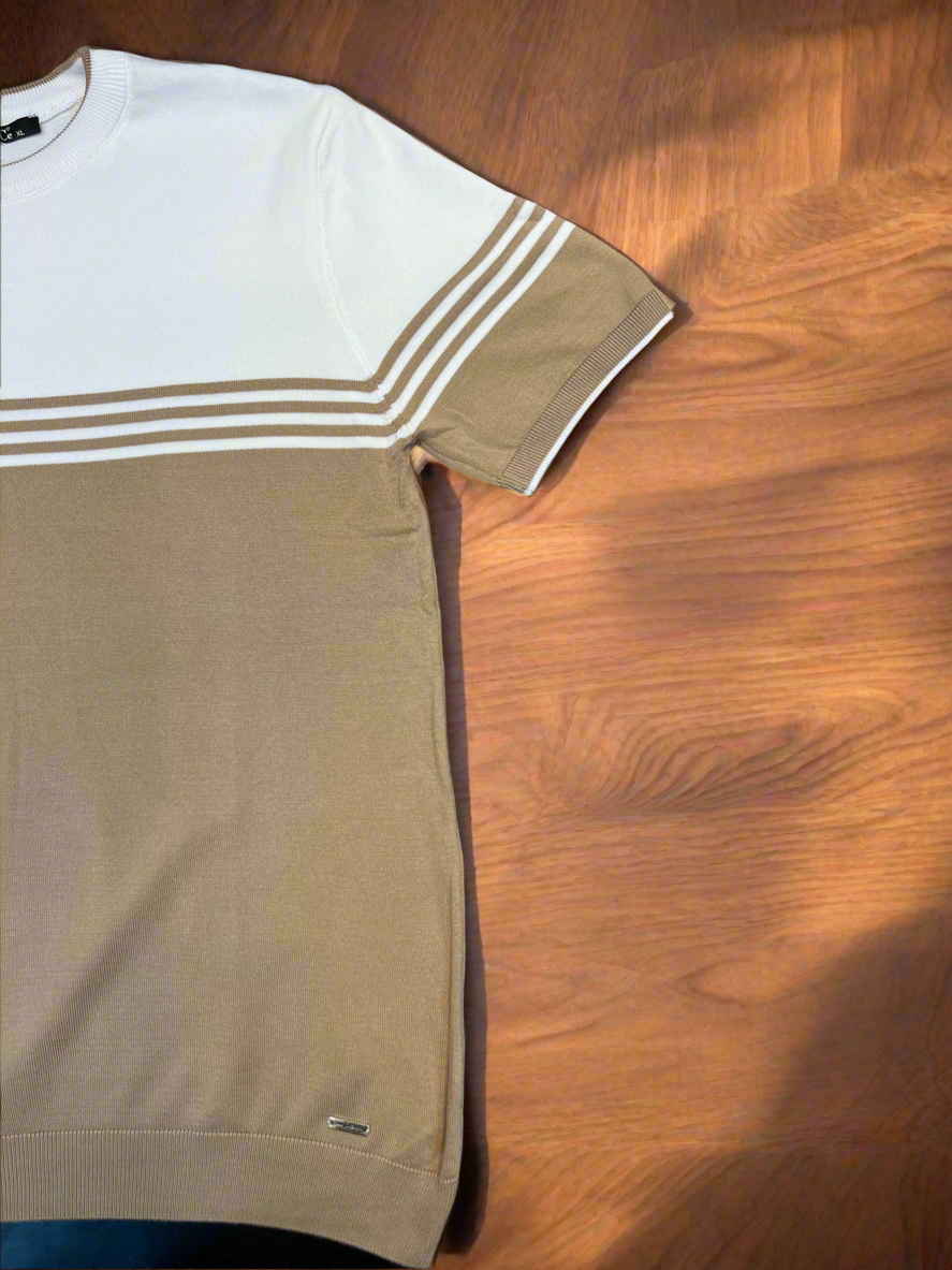 Vercini by CE&CE Striped T-Shirt – Soft Luxe in Grey, Blue & Beige