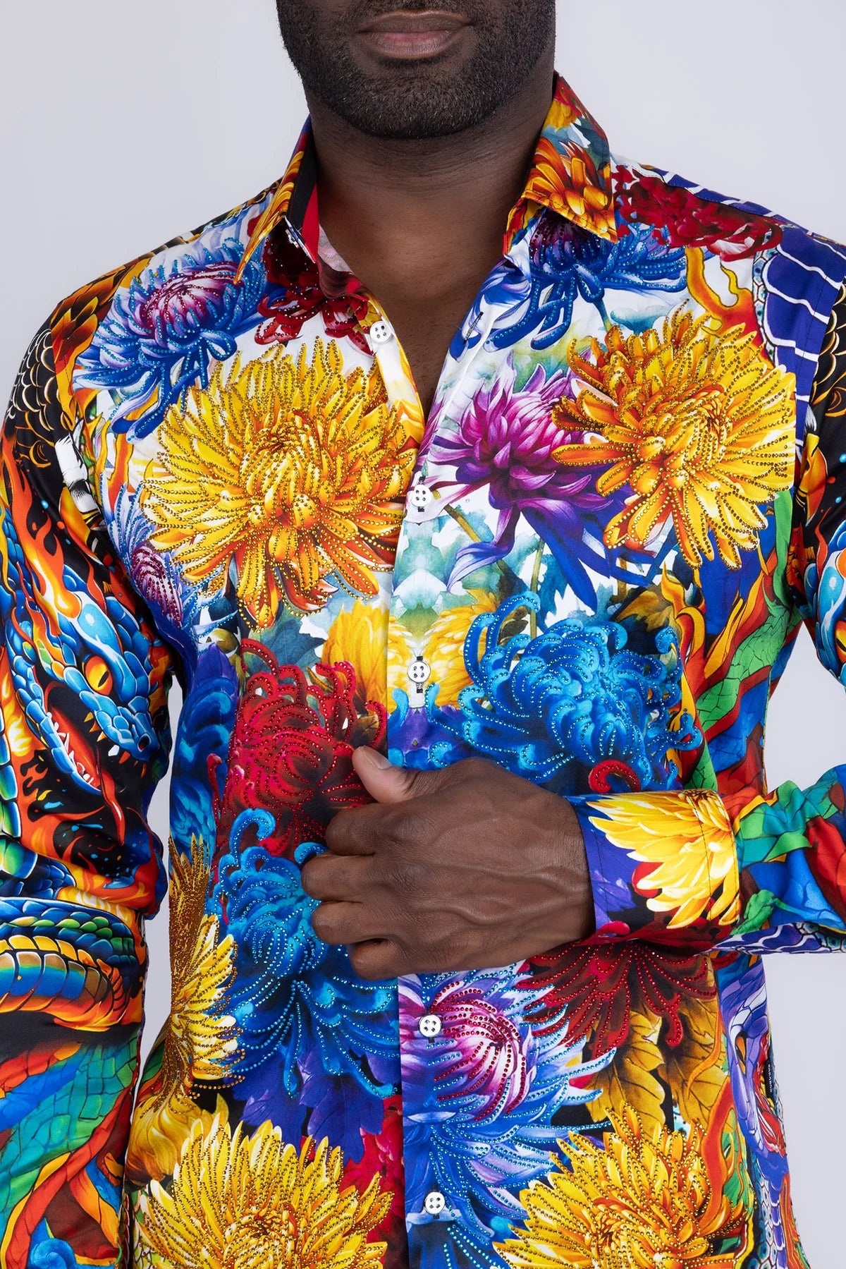 Dragon & Phoenix Rhinestone Luxury Shirt