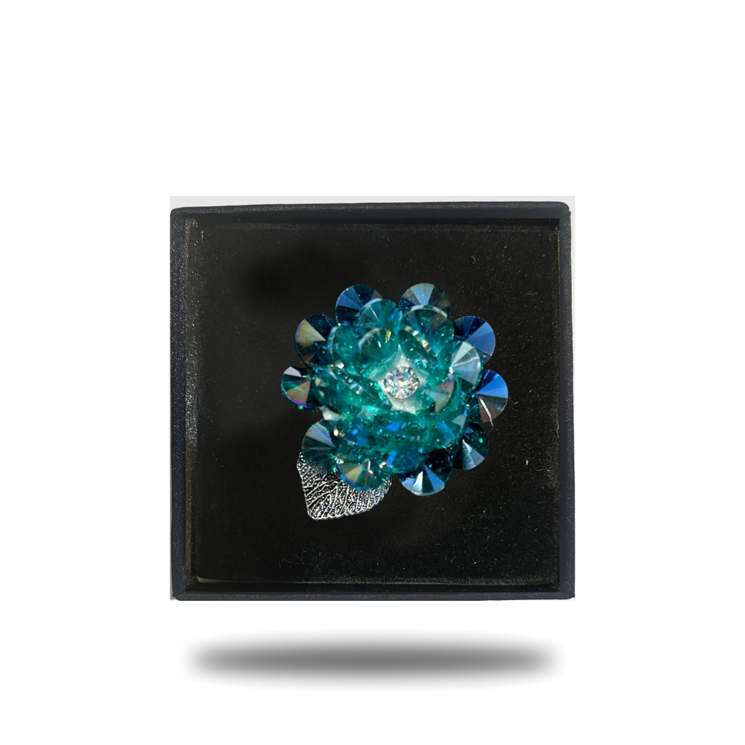 Crystal flower lapel pins