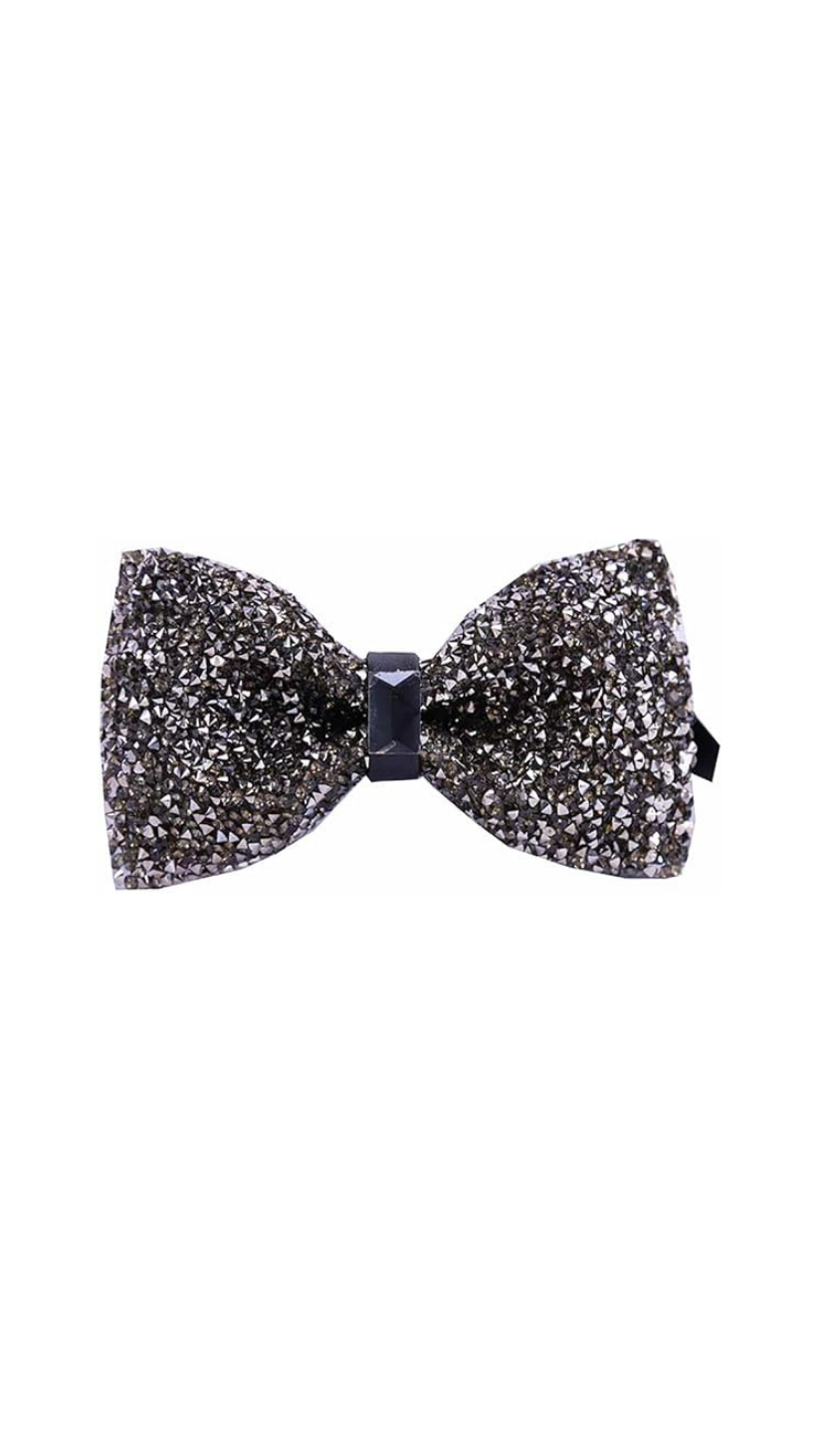 Glitter Crystal Rhinestone Tuxedo Bow tie Wedding Prom Party