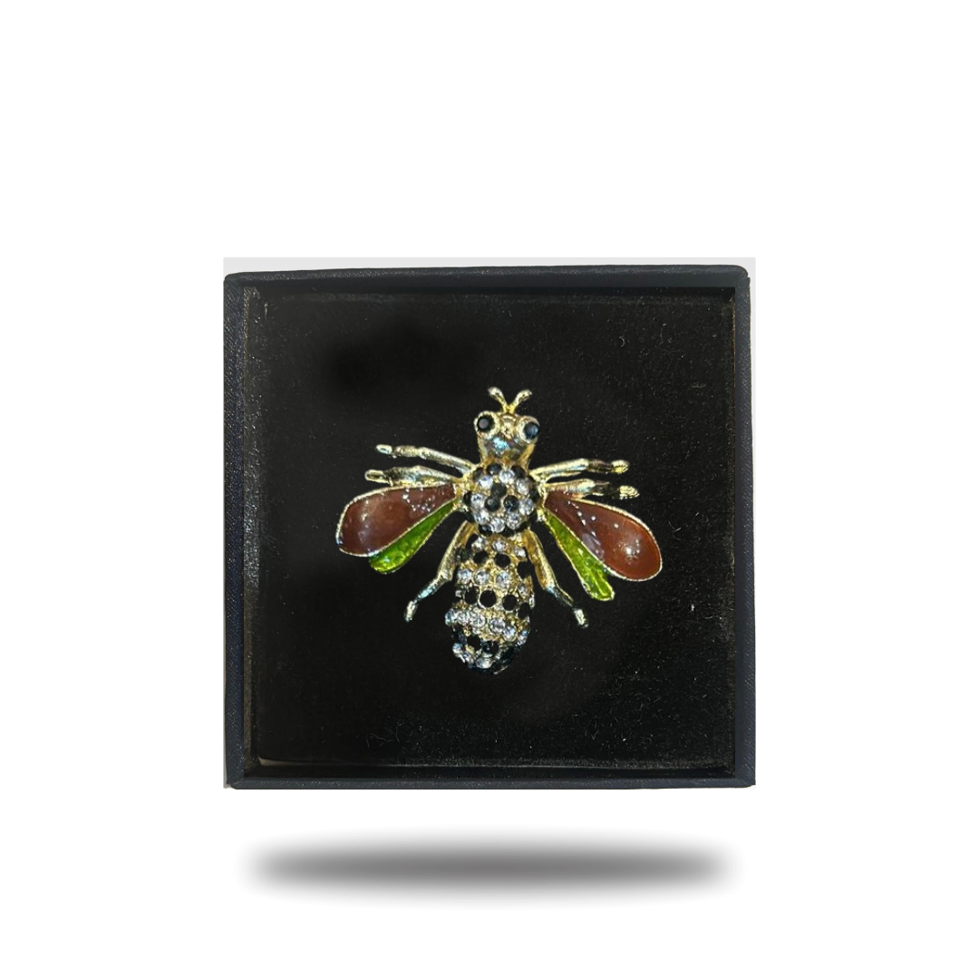 CRYSTAL GOLD PLATED BEE PIN BROOCH