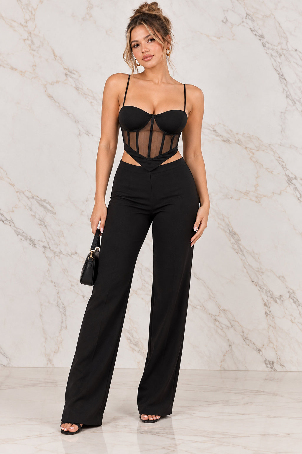 Black Mesh Corset Top