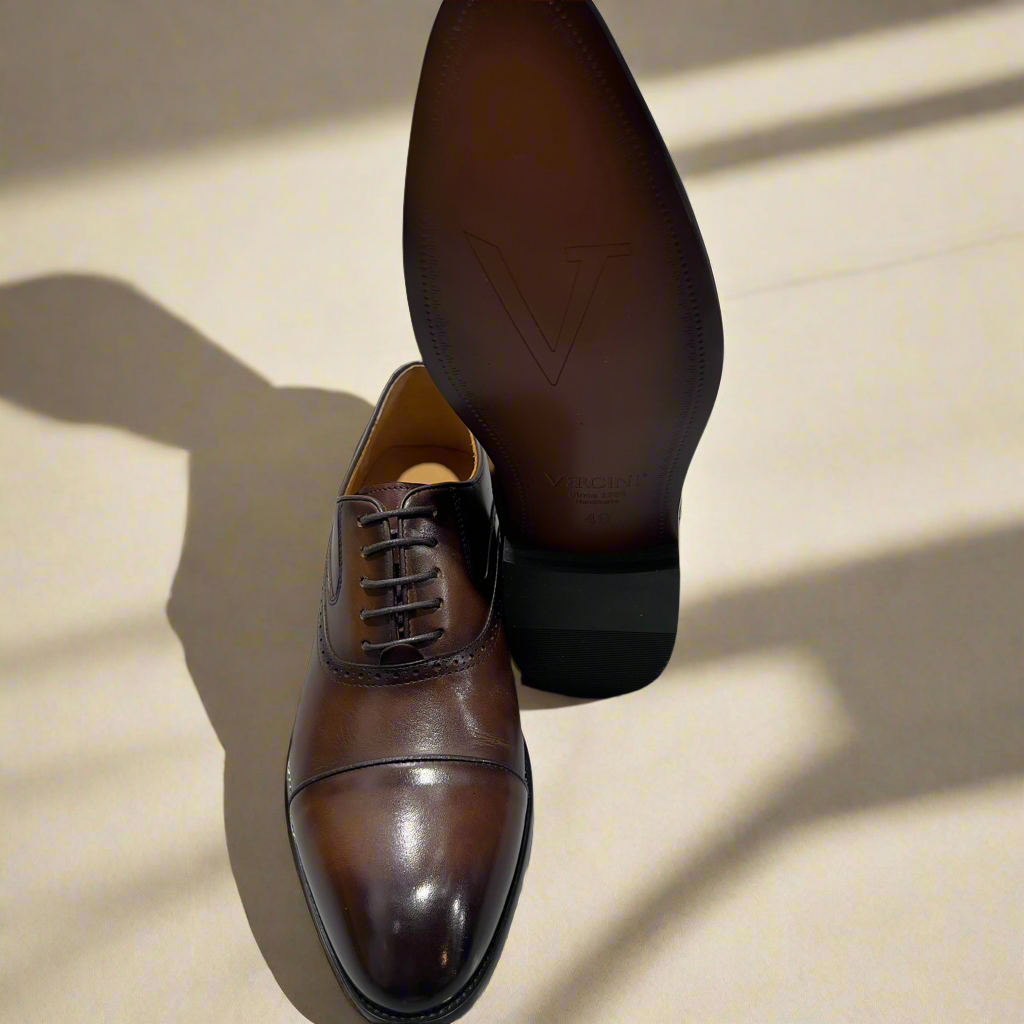 Classic Solid Vercini Leather Oxford Shoes