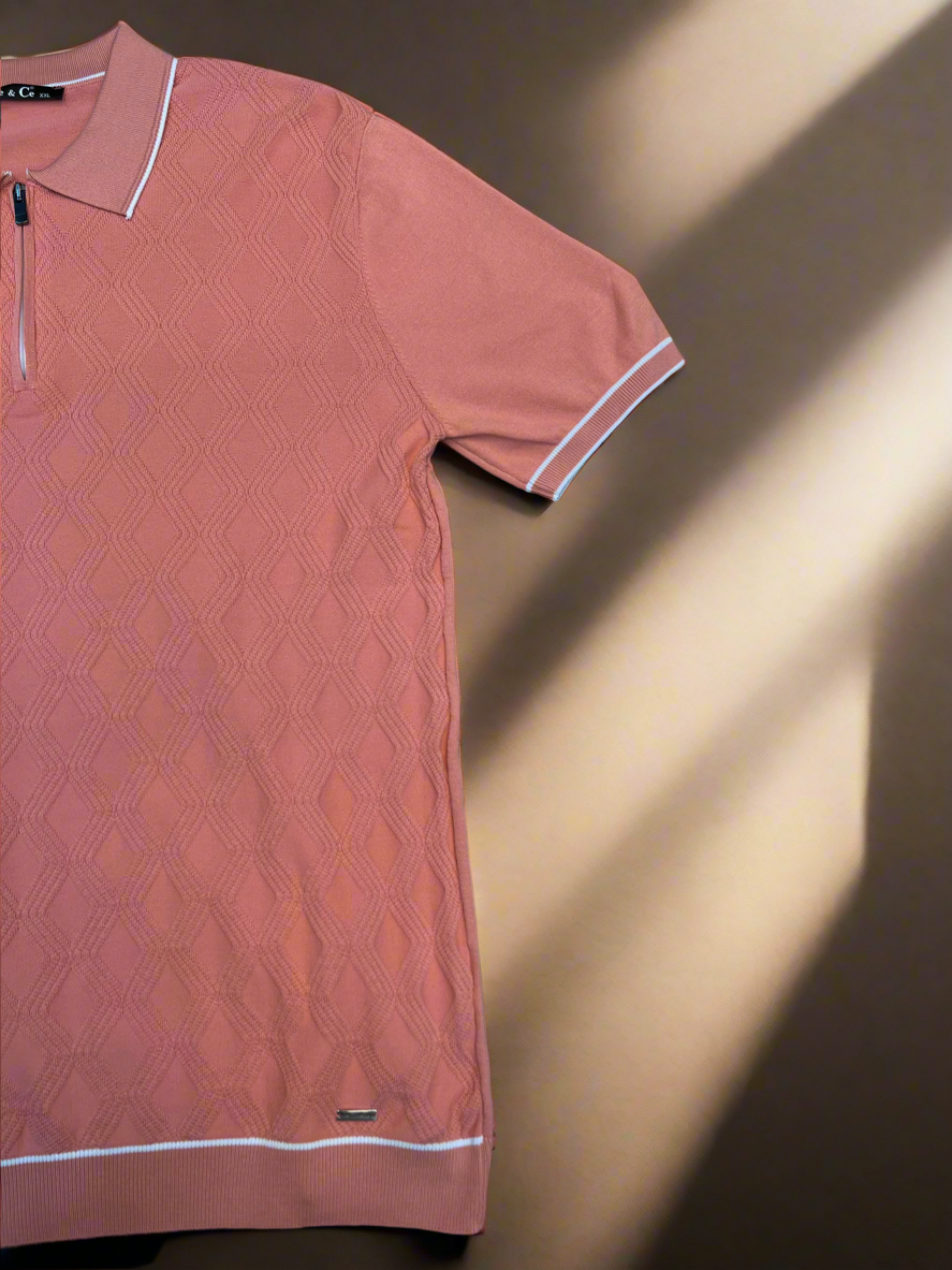 Vercini by CE&CE Diamond Polo – Modern Edge in Coral, Black & White