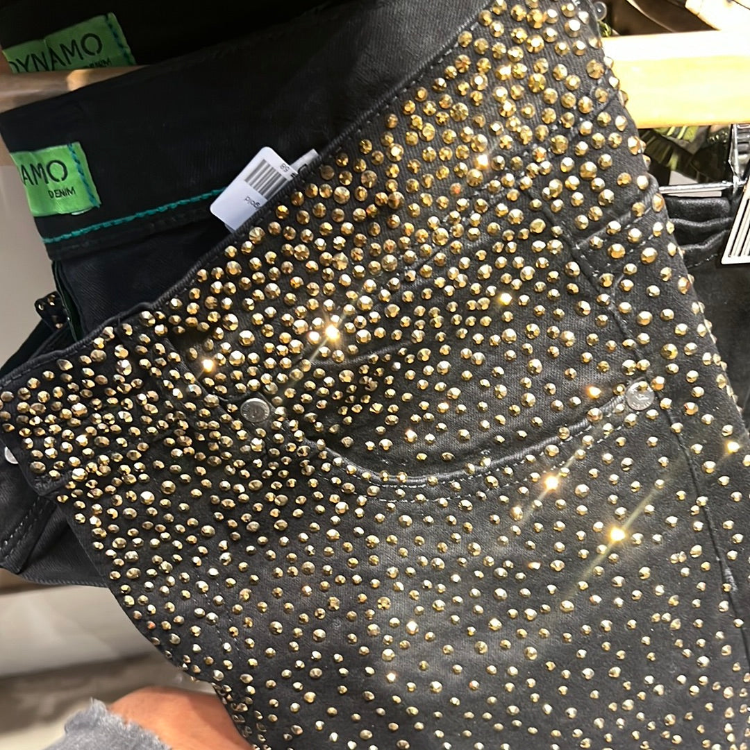 blk/gold sparkly jeans PANTS On Sale 30% Off Vercini
