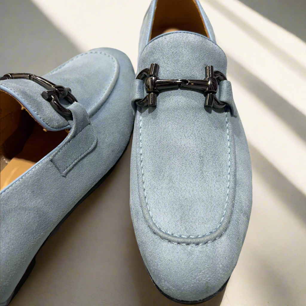 Vercini Men’s Suede Loafers – Light Blue Luxe