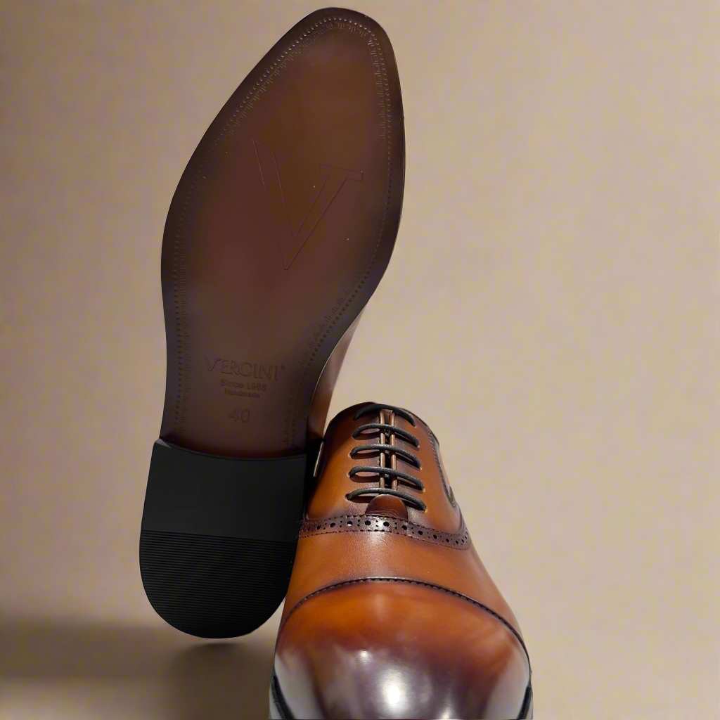 Classic Solid Vercini Leather Oxford Shoes