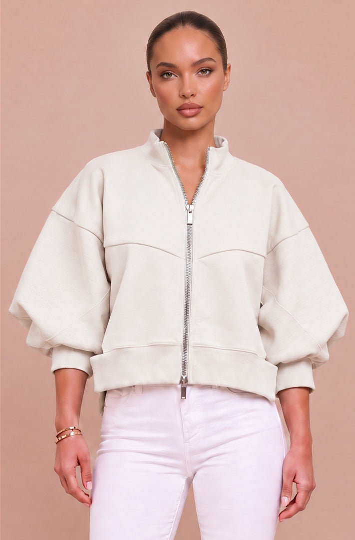 Sculpted Sleeve Zip Jacket