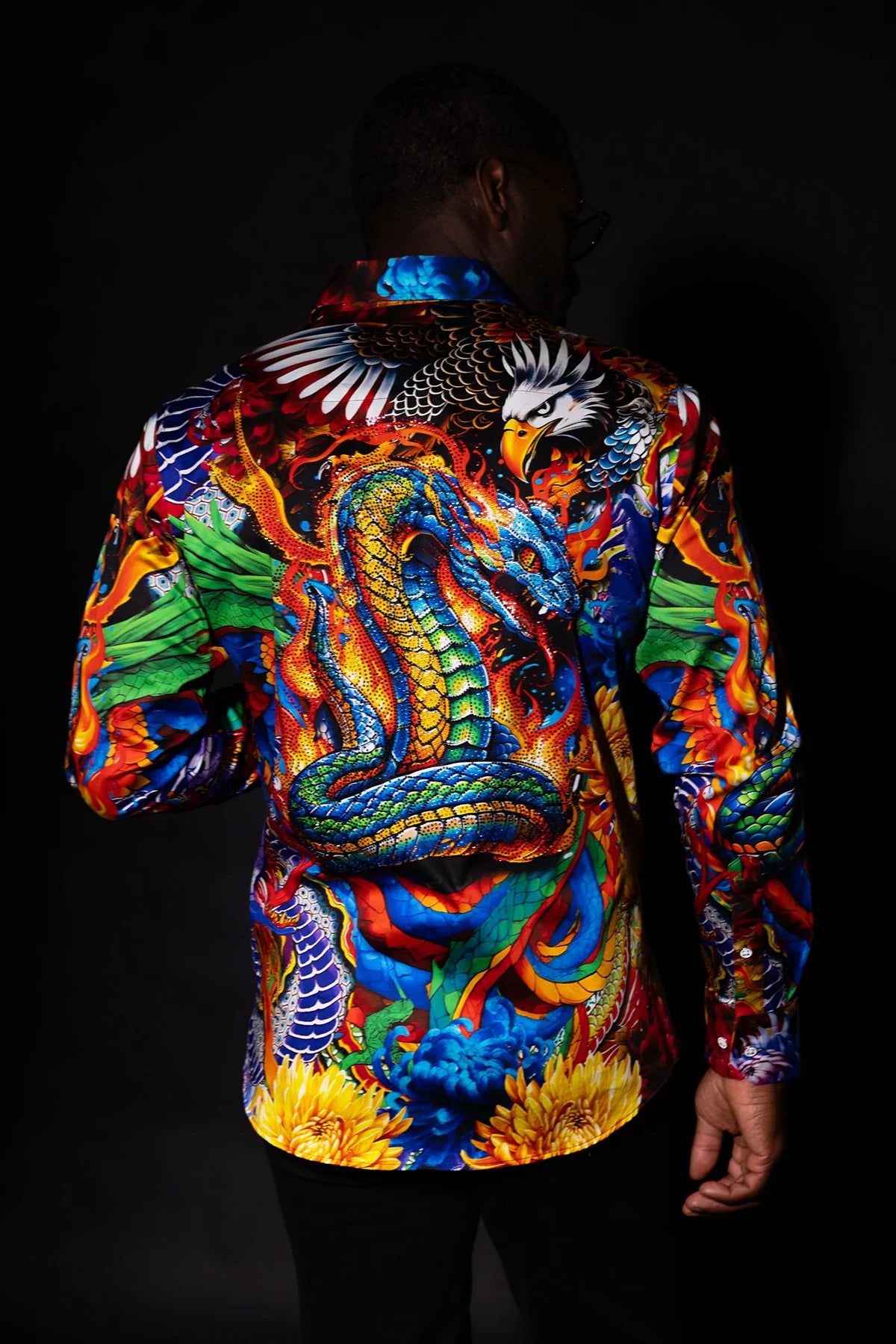 Dragon & Phoenix Rhinestone Luxury Shirt