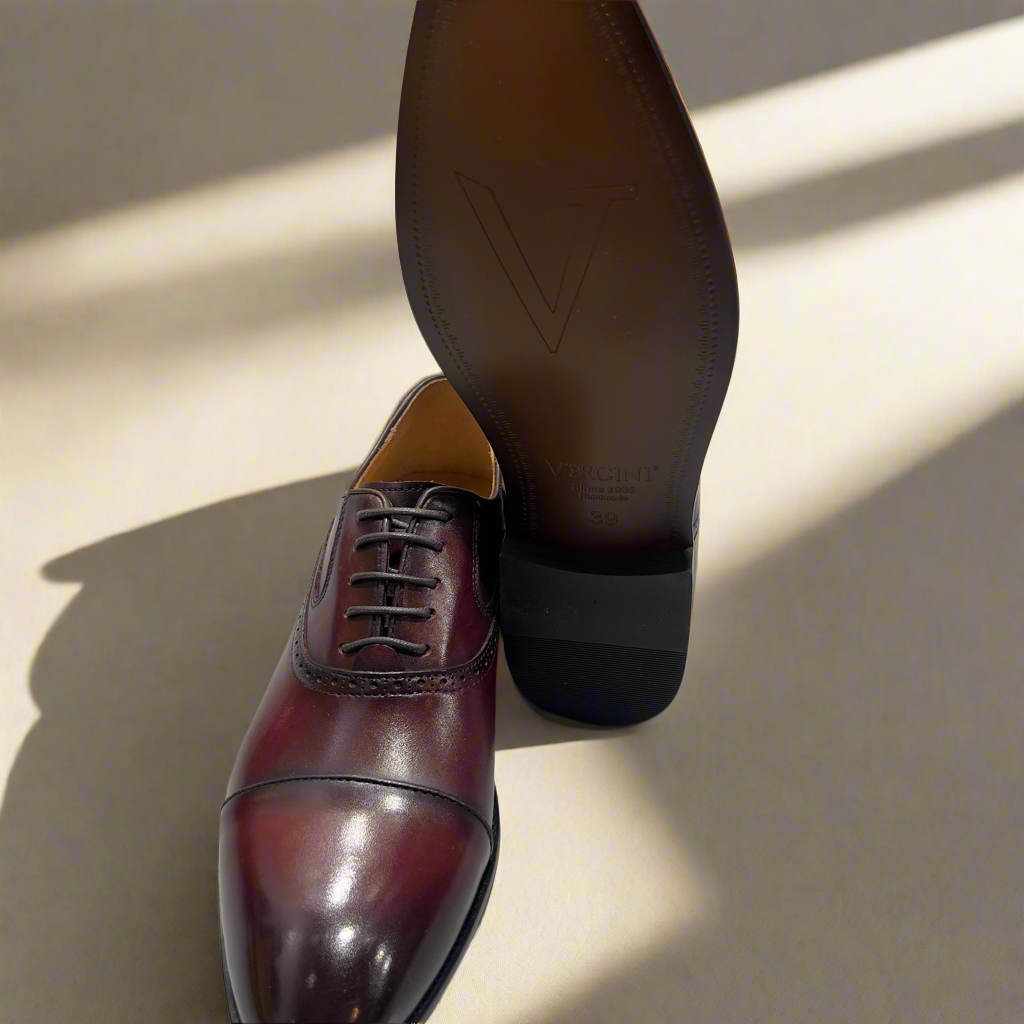 Classic Solid Vercini Leather Oxford Shoes