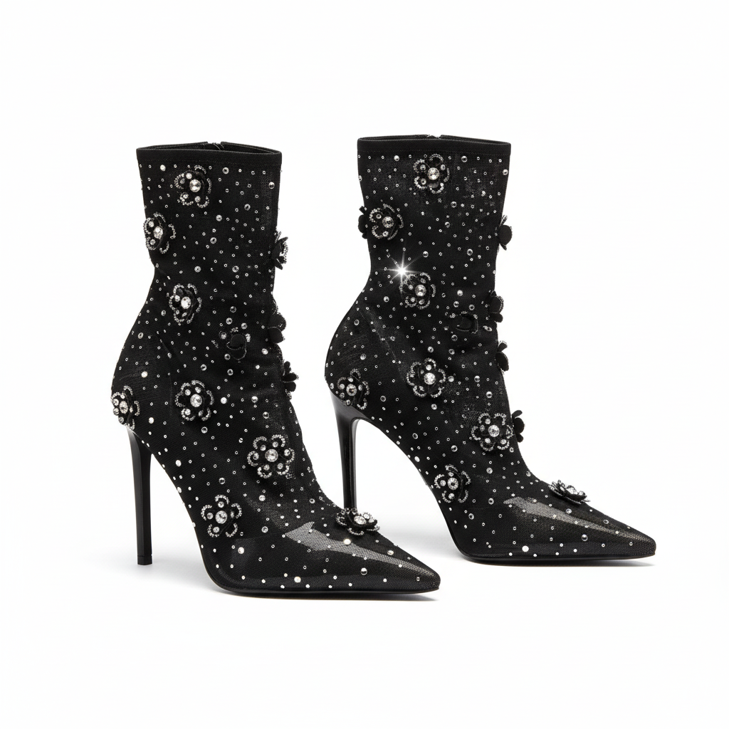 SHORT ORCHID SKILETTO BOOTS
