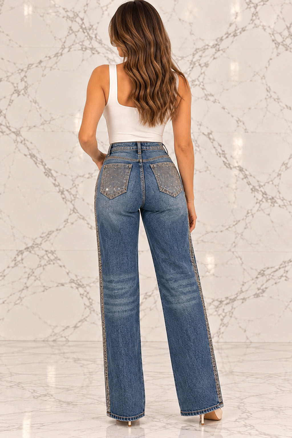 The Rhinestone Wide Leg Jean
