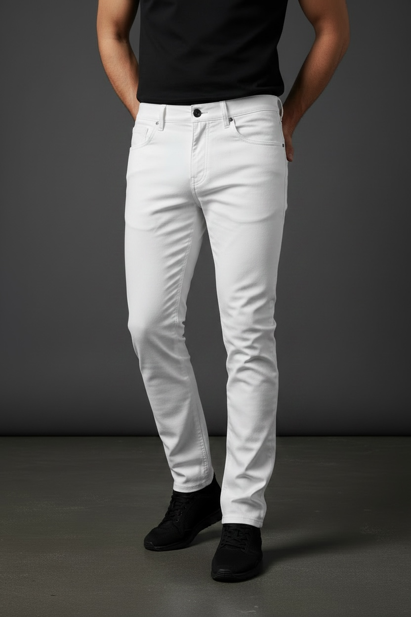 Premium Stretch Cotton Pants – Available in Black, White, Navy & Gold