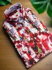 Crimson Abstract Shirt – Striking Design, Smooth Comfort