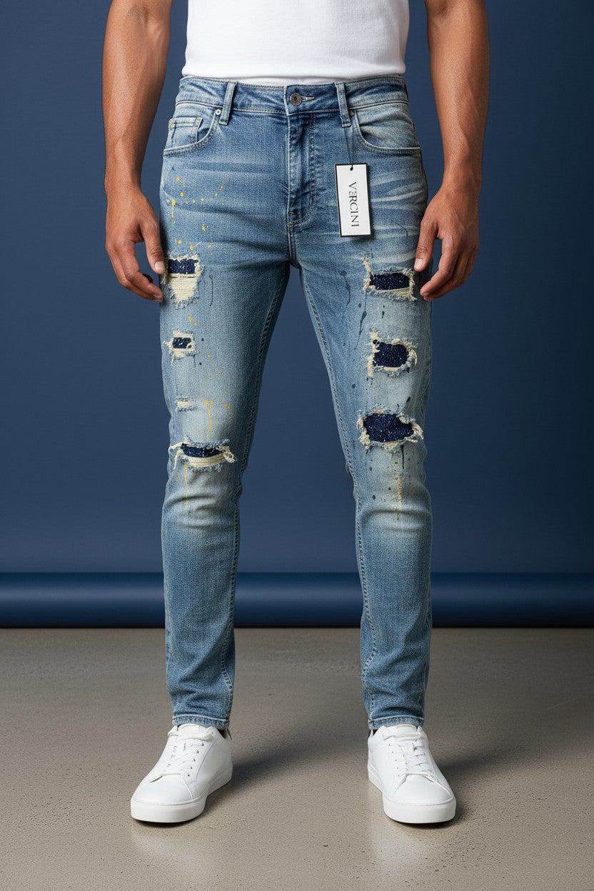 Vercini Blue Sparkle Denim Jeans