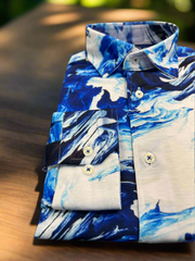 Ocean Wave Abstract Shirt – Cool Tones, Effortless Flow