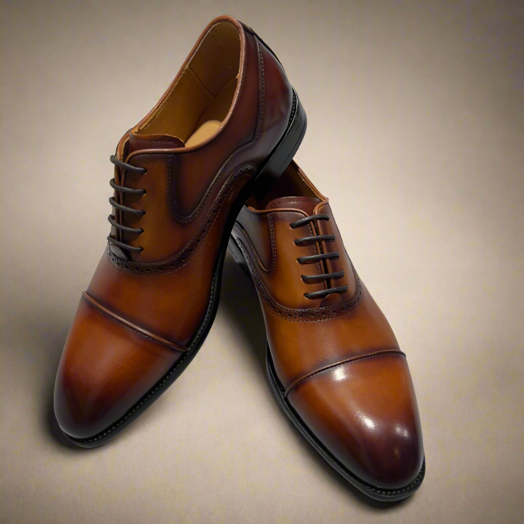 Classic Solid Vercini Leather Oxford Shoes