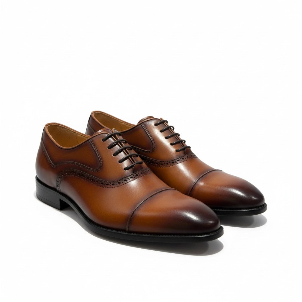 Classic Solid Vercini Leather Oxford Shoes