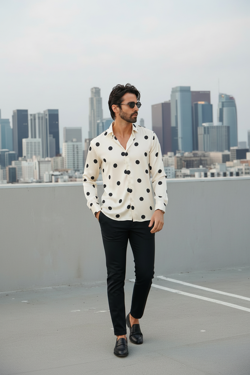 BLACK POLKA DOT PATTERN SHIRT