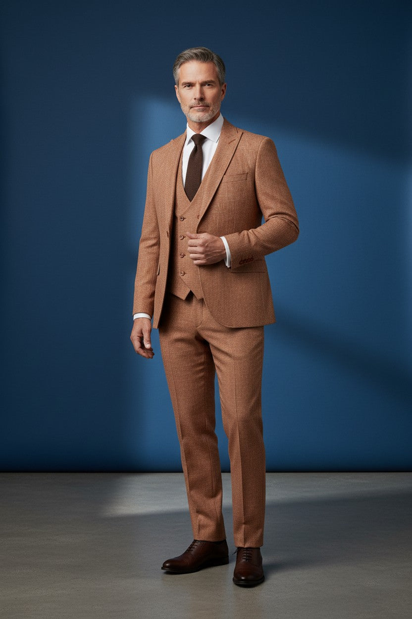 Burgundy Slim Fit 3-Piece Suit - Modern Tailored Formalwear