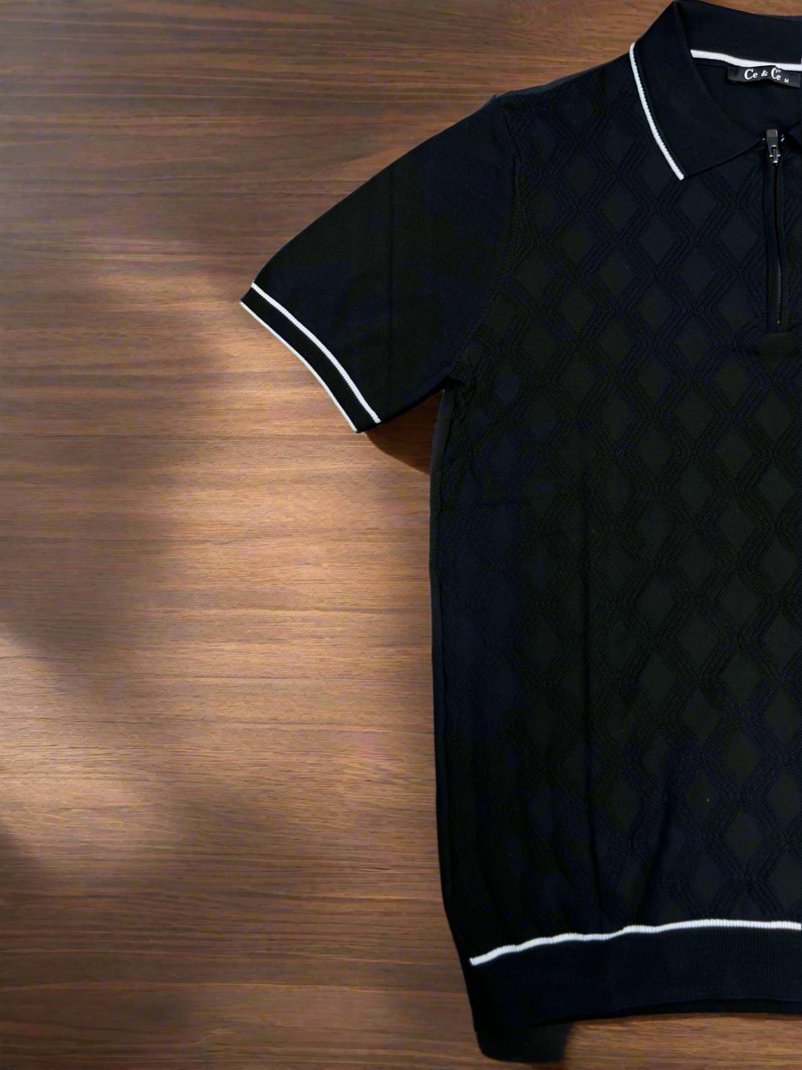 Vercini by CE&CE Diamond Polo – Modern Edge in Coral, Black & White