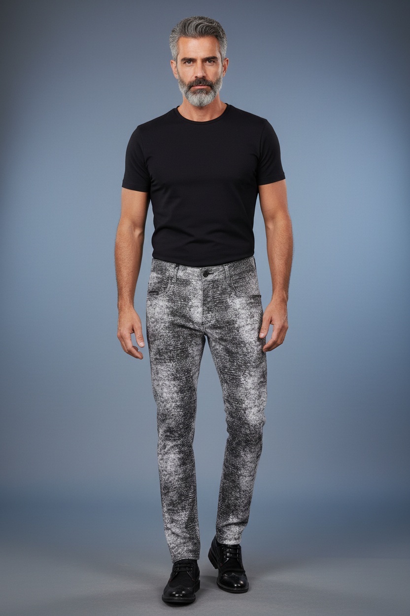 White Black Faded Abstract pant